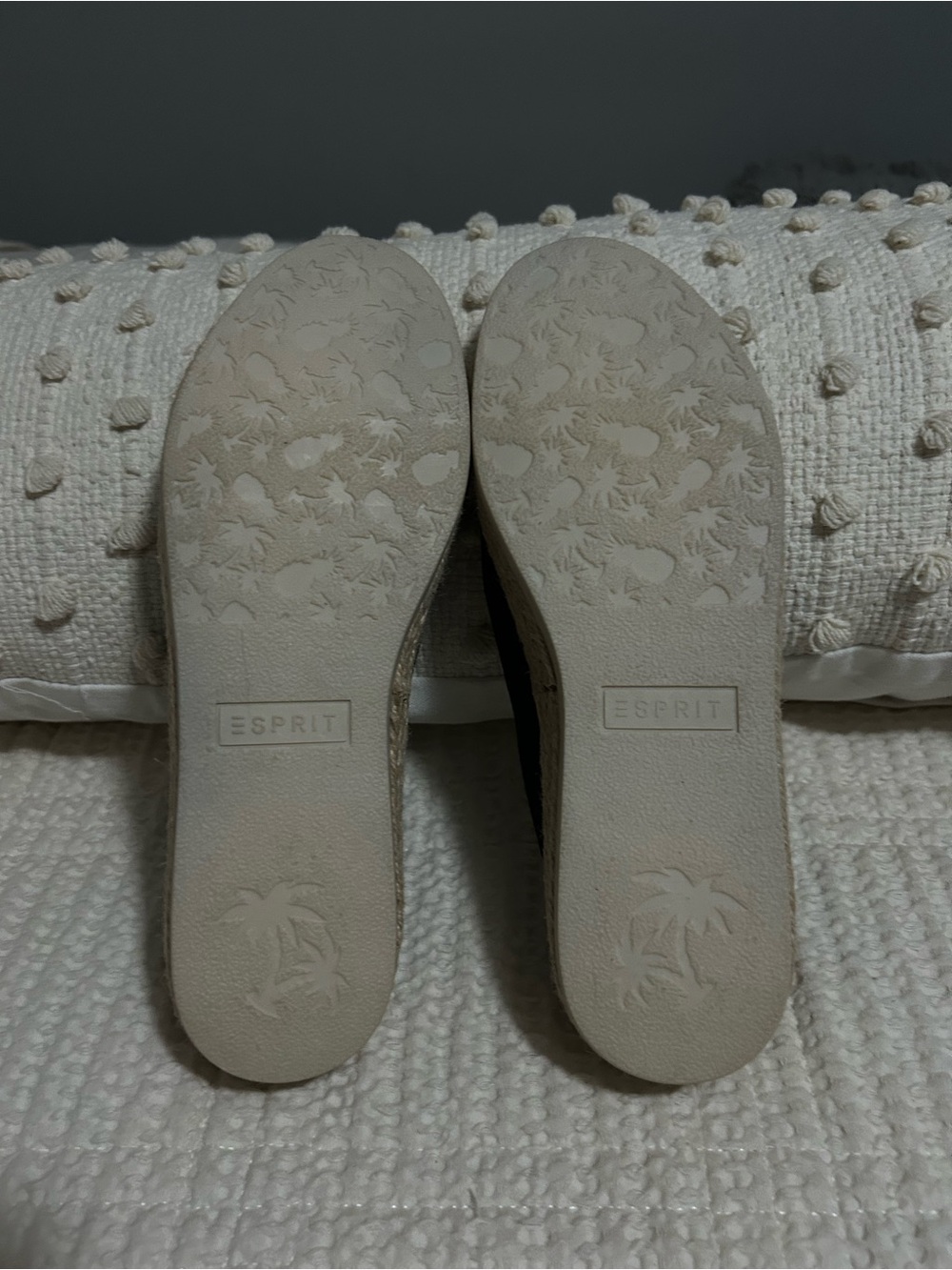 Esprit Black Perforated Slip-On Espadrilles with Jute Trim - Picture 6 of 7